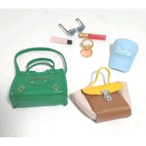 Green Mini Fashion Bag Shoulder Purse, Bucket Purse, Barbie Cap & Accessories